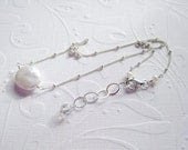 Pearl  Coin  Sterling Silver Satellite Chain  Wedding  Bridal  Bridesmaids / Luminous - SiennaGraceJewelry
