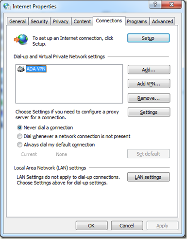 Setting Up Proxy Server In Vista