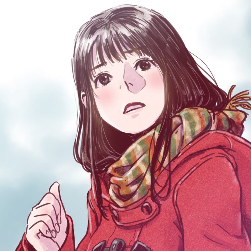 無料イラスト画像 これまでで最高のマフラー 女の子 イラスト 横顔