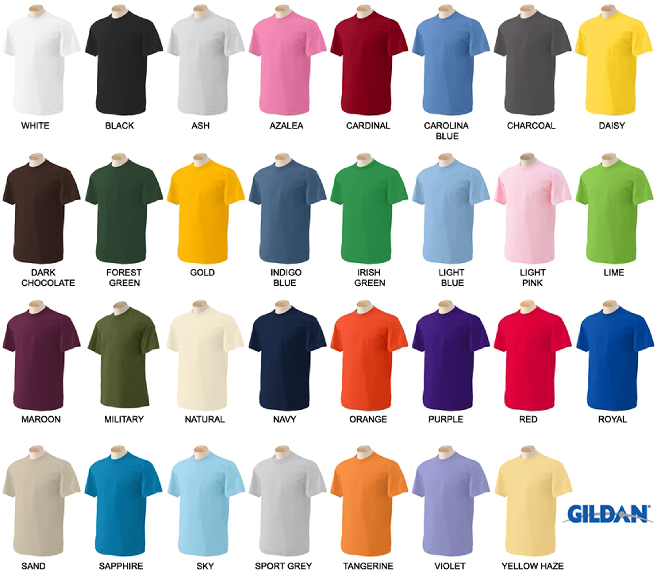 gildan t shirt sample display