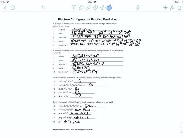 Intro To Electron Configuration Worksheet Answer Key : Student