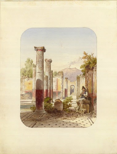 watercolour sketch of ruins