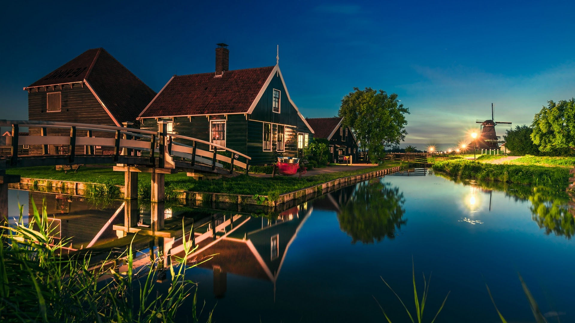 Nature Landscape Canal House Bridge Water Lantern Nature Landscape Canal House Bridge Water Lantern