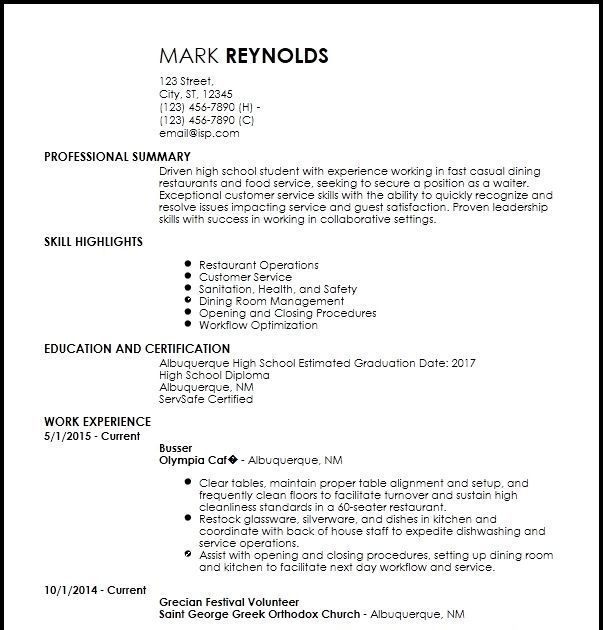 Beginner Resumes For Teenager | Resume Template