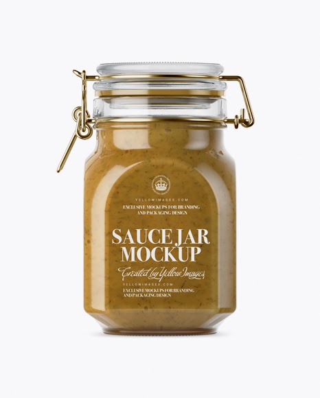 Download Free 900ml Mustard Sauce Glass Jar W Clamp Lid Mockup Yellowimages Mockups