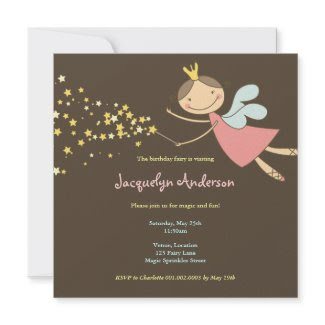 Sweet Fairy and Stars 2 Birthday Photo Invitation invitation