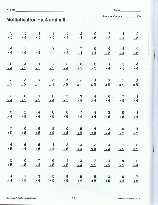 Fourth Grade Multiplication Worksheets Multiples Of Four