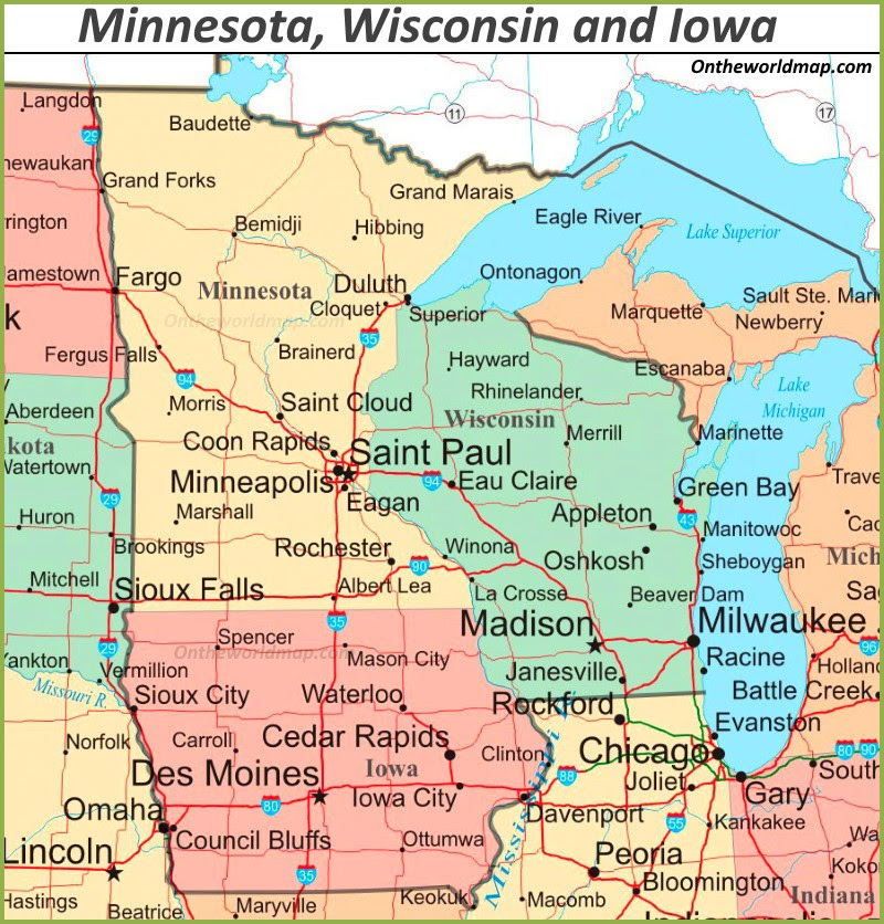 Minnesota And Wisconsin Map