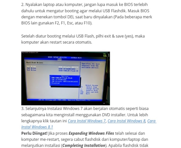 Cara Instal Komputer Windows 7 Dengan Flashdisk