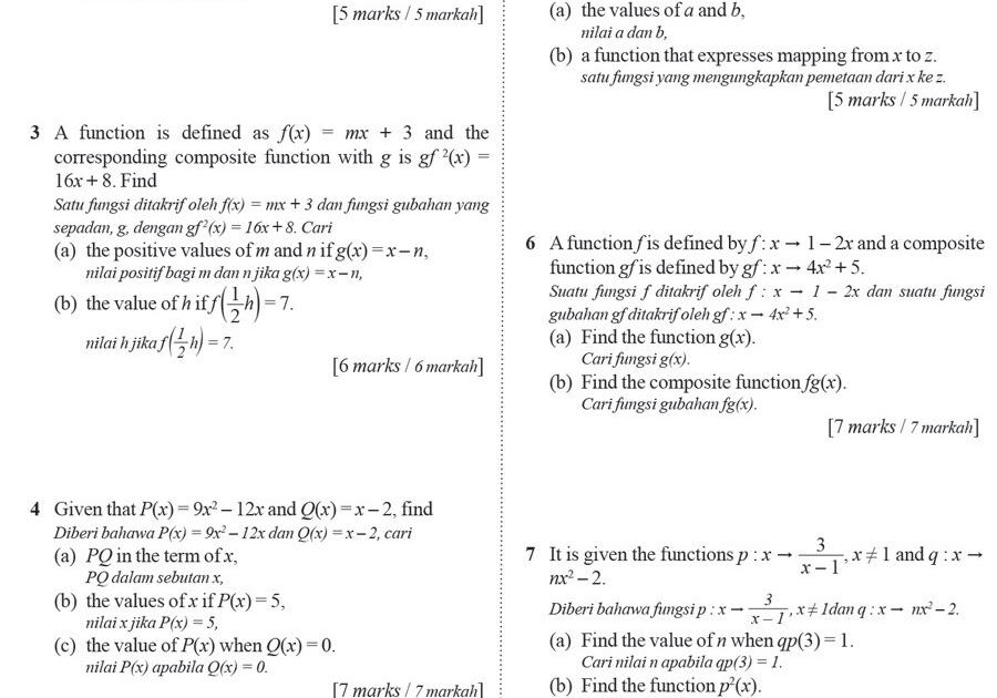Contoh Soalan Matematik Tingkatan 2 Pertengahan Tahun 2019