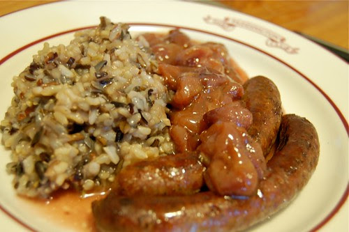 Roated Lamb Sausages with Grapes
