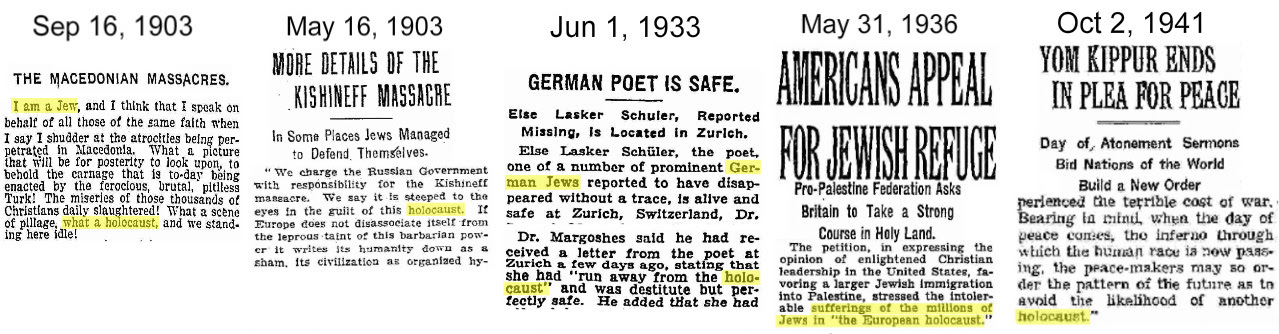 Five early Jew holohoaxes. Click to enlarge.