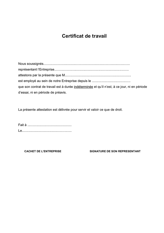 Exemple D Attestation De Travail Word  Le Meilleur Exemple