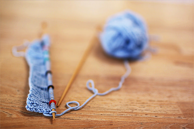 Pale Blue Knitting