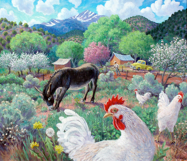 Donkey With Chickens Donkey With Chickens