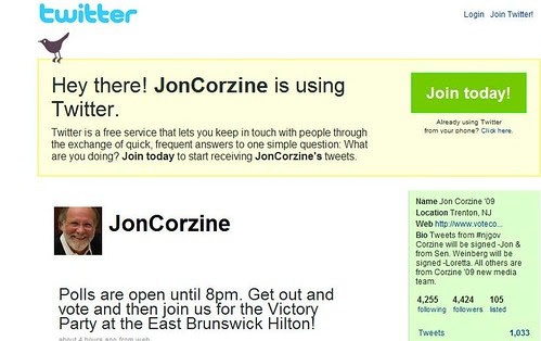 Victory Tweet from Corzine