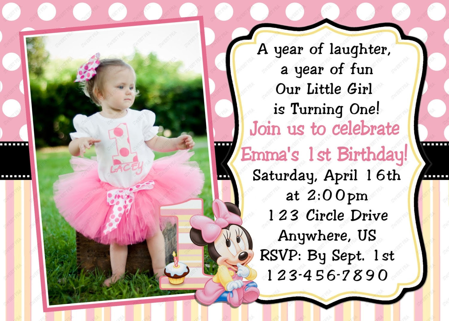 20th Birthday Ideas: Baby First Birthday Invitation Templates Free With First Birthday Invitation Card Template