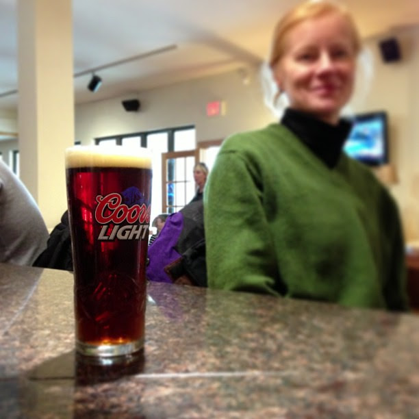 Woodstock Brewery Pigs Tail Brown Ale. Wow. That tastes good after skiing!