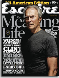 'Hey, you damn kids get off my damn lawn! No, I'm not rehearsing for 'Gran Turino', I really do want those damn kids to get off my damn lawn!' Esquire magazine