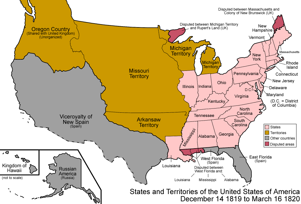 Maps: United States Map 1820