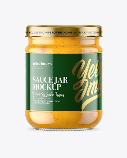 Download Clear Glass Curry Sauce Jar Packaging Mockups