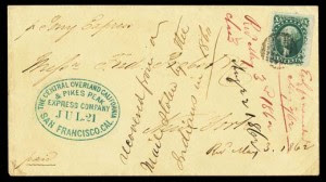 Pony Express-stamped letter, 1860, courtesy of the National Postal Museum