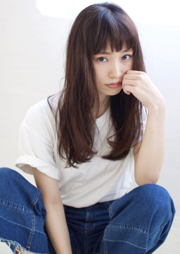 ロング 髪型 前髪
