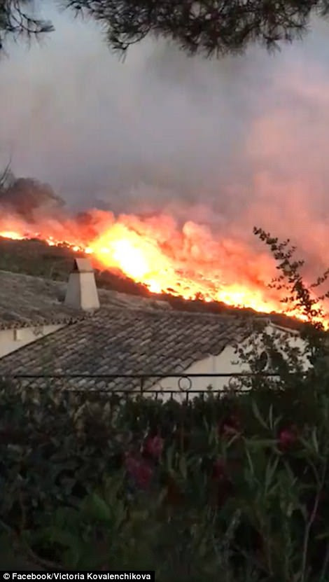 Too close for comfort: Dramatic video showed forest fires raging close to houses in the Saint-Tropez region overnight
