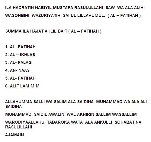 Bacaan Doa Selamatan - Kumpulan Doa