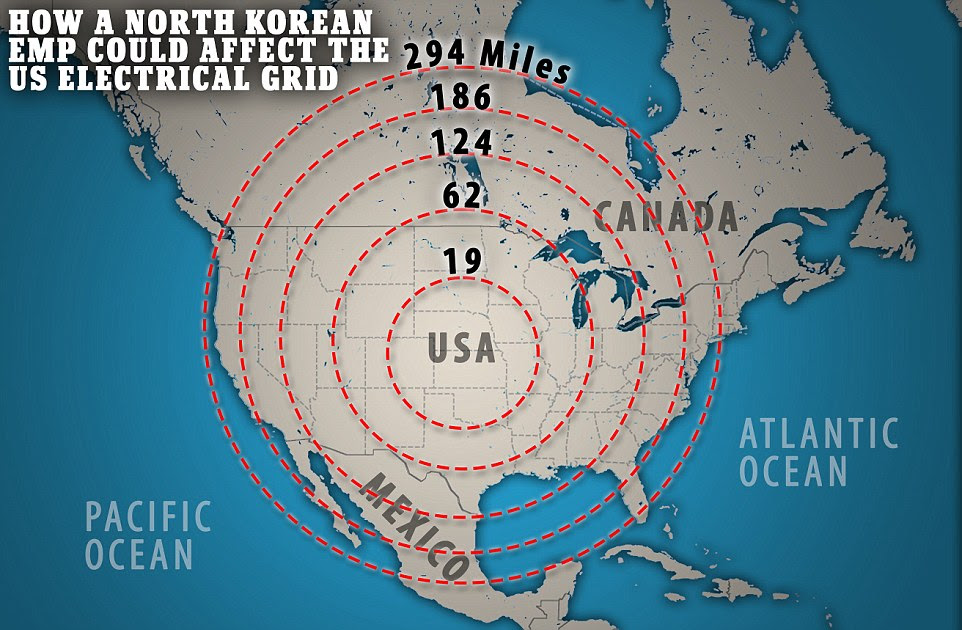 North Korea has threatened an electro-magnetic pulse (EMP) attack against the US. A nuke detonated high above the ground could produce an EMP that would knock out all electrics within a vast radius - the higher the detonation, the wider the effect