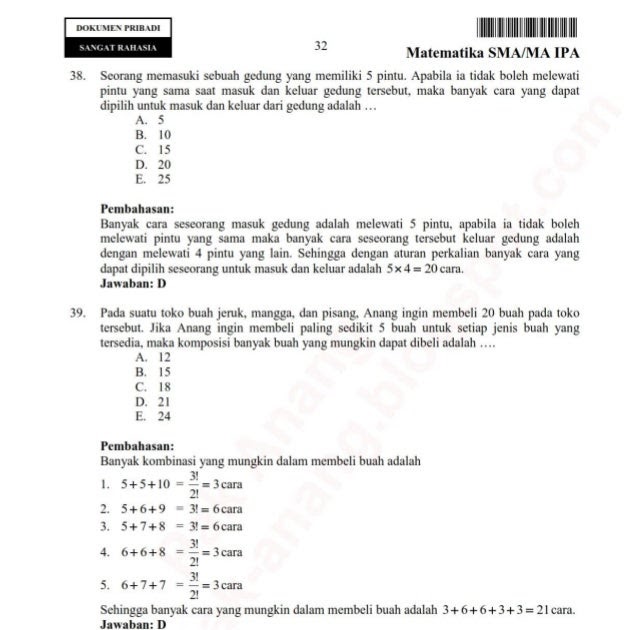 Terbaik Bocoran Soal Un Matematika Sma Ipa 2019