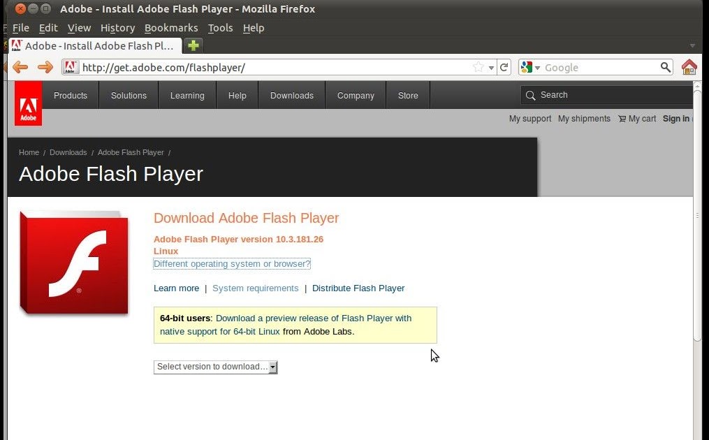 adobe flash player 10 activex 64 bit download