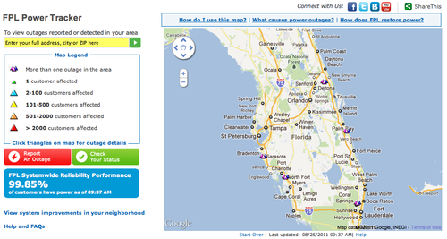 florida light and power outage map Fpl Power Outage Map Darartesphb florida light and power outage map