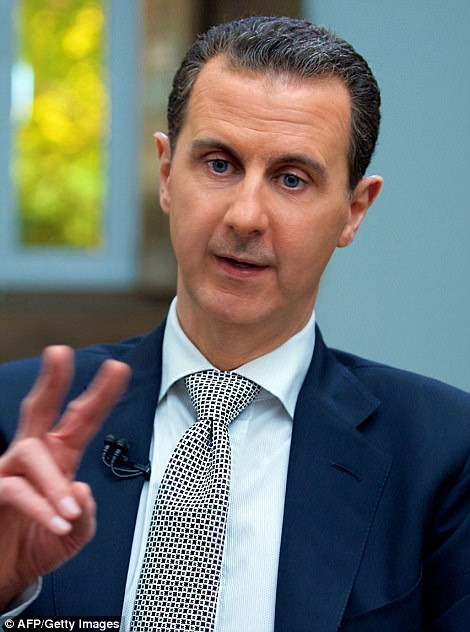 Bashar al Assad, pictured, has repeatedly received support from Russian president Vladimir Putin