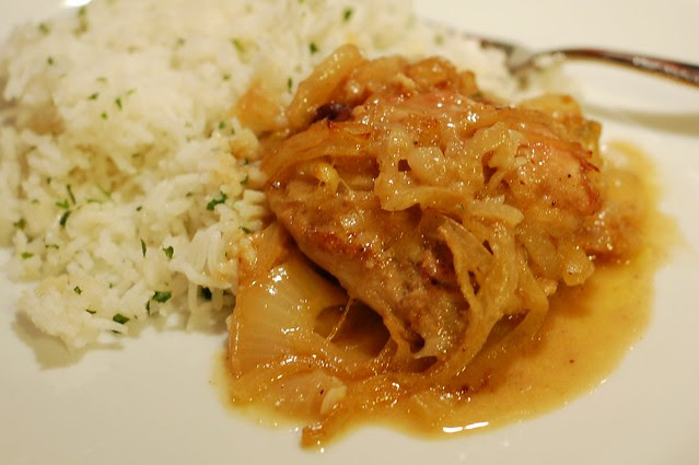 Braised Chicken With Onions, White Wine & Mustardby Eve Fox, Garden of Eating blog, copyright 2013