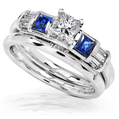 The Bridal Ring Sets 1 Carat Blue Sapphire & Diamond