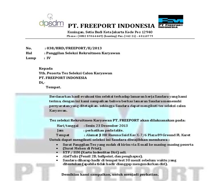 Contoh Surat Lamaran Kerja Di Pt Freeport Indonesia - Berbagi Contoh Surat