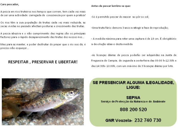 Pesca à truta responsável em 2013 Campia Panfleto campanha pesca trutas campia 2013 Pesca à truta responsável em 2013 Campia