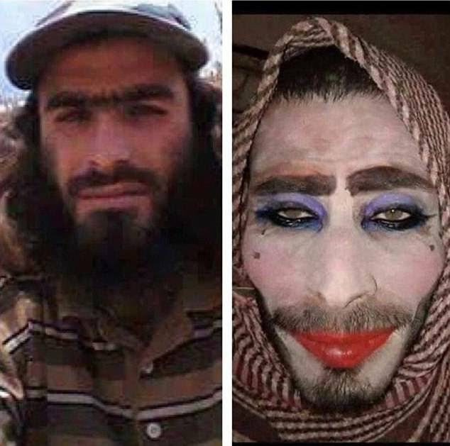 In one image, a fighter forgot that not shaving his facial hair off would be a problem as he attempted to dress as a woman to flee