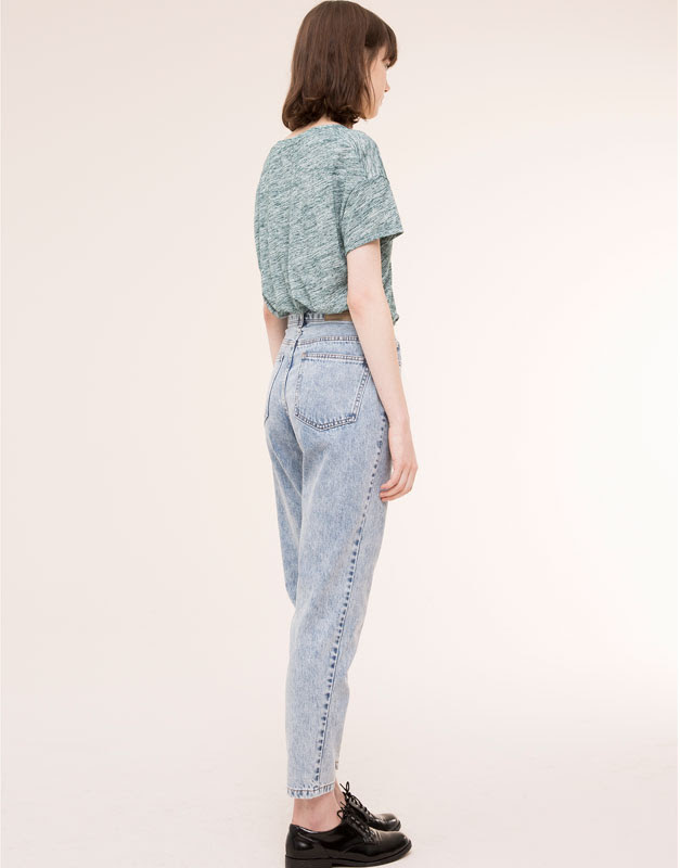 Pull&Bear - mujer - jeans - jeans mom fit tiro alto - azul clar - 05682330-I2015