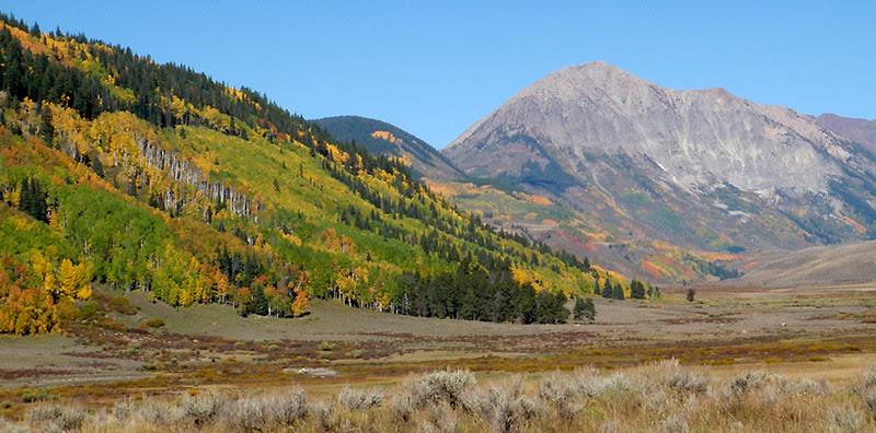 East slopes of Crested Butte with 12,625 foot Gothic Mountain rising in the background. East slopes of Crested Butte with 12,625 foot Gothic Mountain rising in the background.