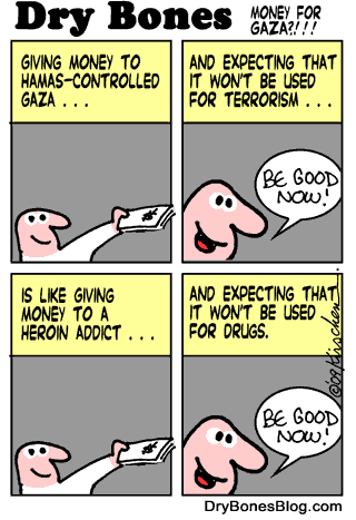  Dry Bones cartoon, kirschen, Israel, Gaza, Hamas, palestine, Dry Bones, terrorism, Islamism, funding,