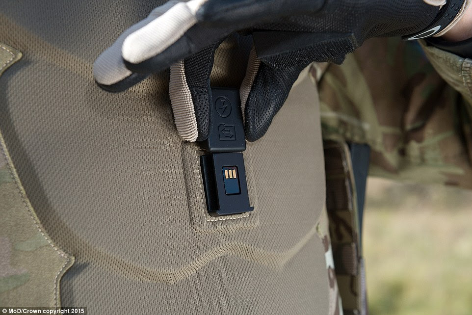 Hi-tech: The torso sub-system of segmented armour that can be customised to the soldier with integrated connectors and power supply