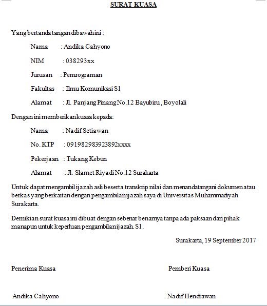 Contoh Surat Kuasa Wakil Tanah Malaysia Letter 7saudara Com