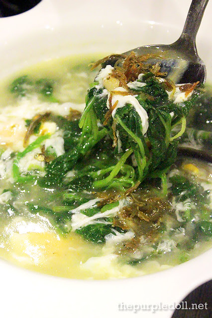 Poached Chinese Spinach with Assorted Eggs