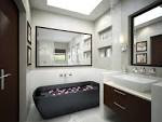 Lovable Black Bathtubs And Large Square Mirror With Oak Wood ...