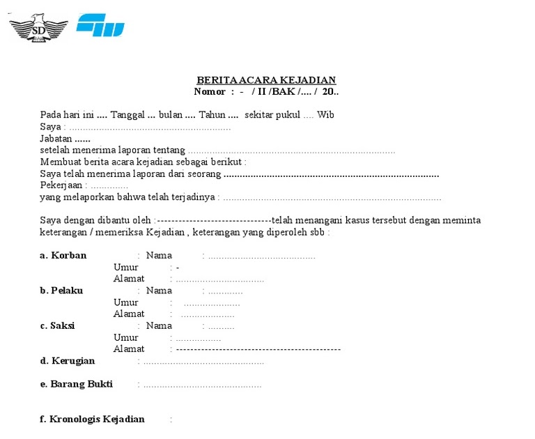 Contoh Berita Acara Kejadian Kerusakan Kumpulan Soal Pelajaran 8