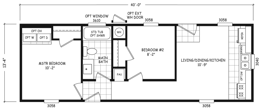 Floor Plan For 1976 14X70 2 Bedroom Mobile Home - Single Wide 2 Bedroom