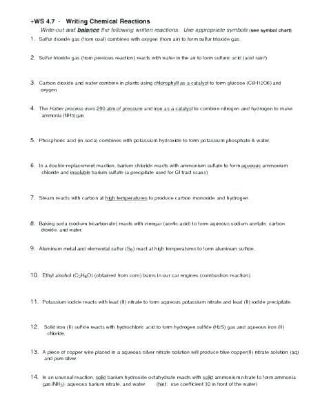Predicting Products Worksheet Answers - worksheet