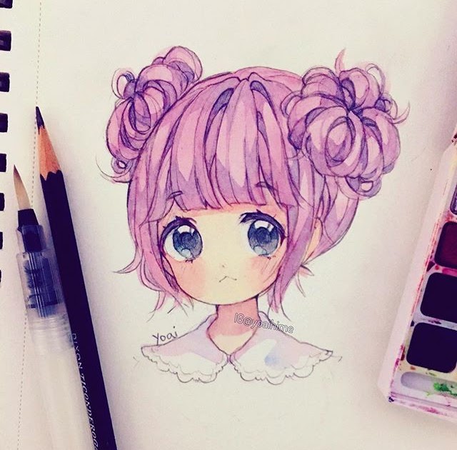 How To Draw A Cute Girl With Double Buns Space Buns T vrogue.co